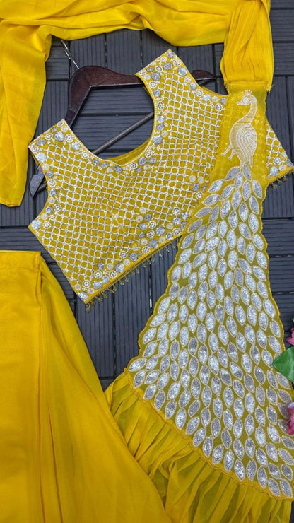 Yellow Georgette Ready-to-Wear Saree