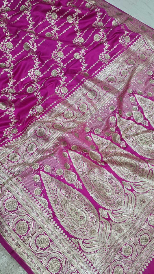 Royal Magenta Banarasi Katan Silk Saree with Heavy Zari Work