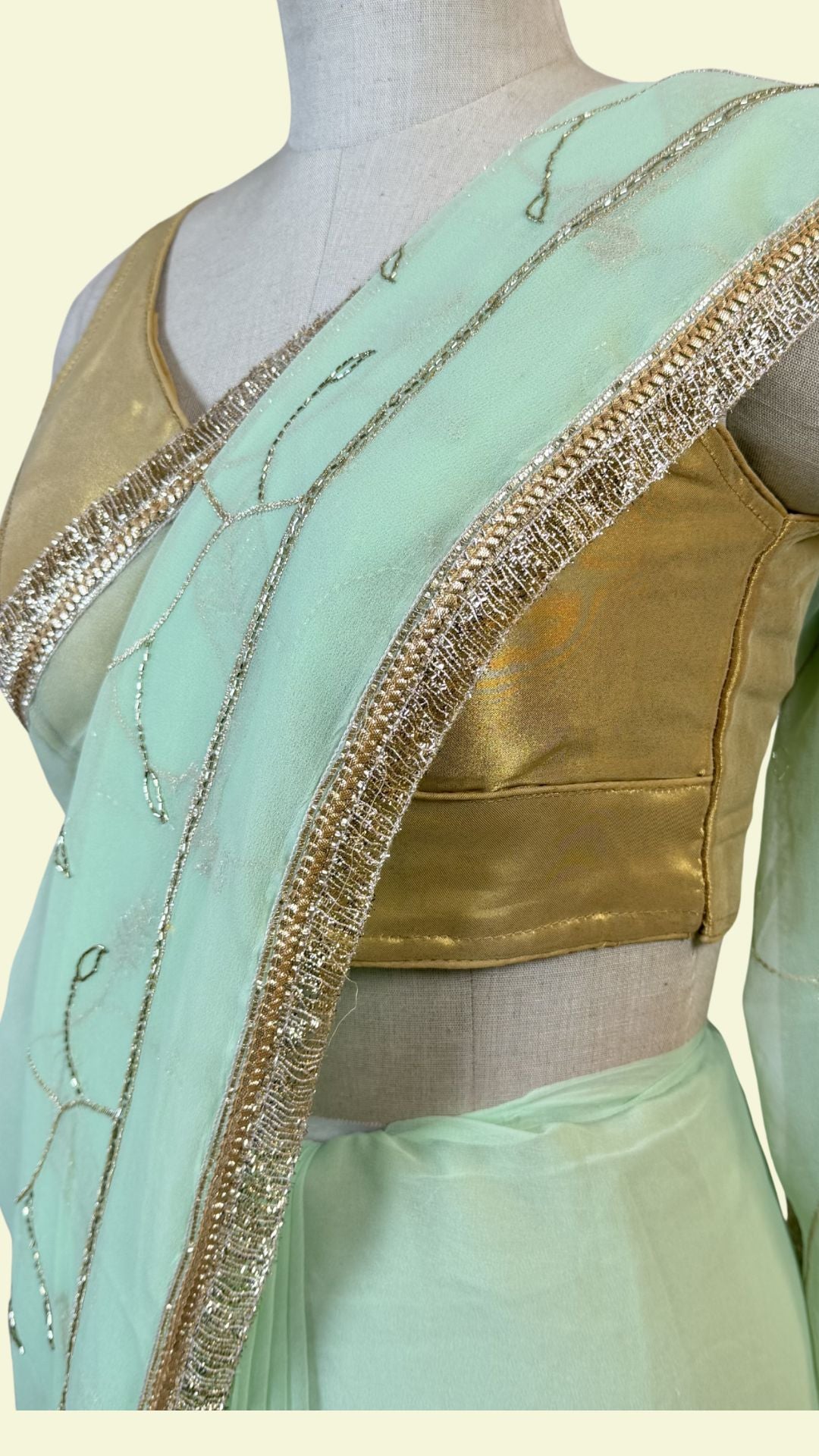 Mint Green Chiffon Saree for Women