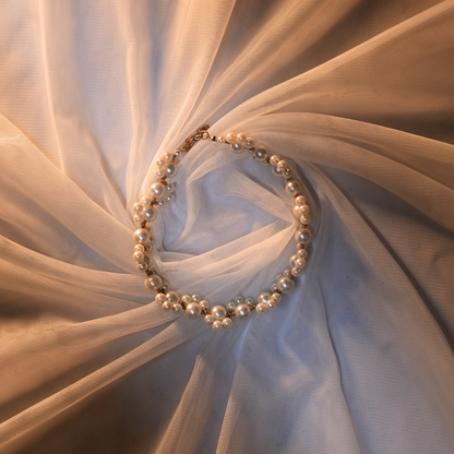 Serpent Elegance Bracelet – White & Golden Pearl Design