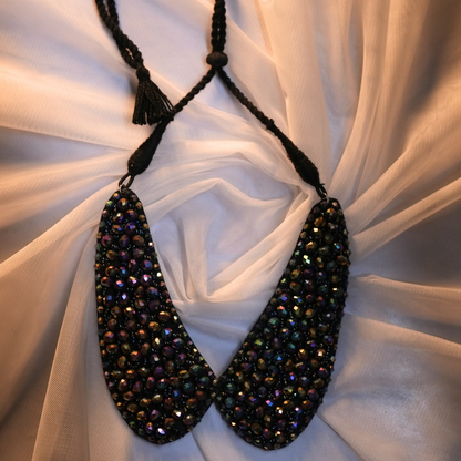 Rainbow Gleam Adda Necklace – Diamond-Cut Beads & Embroidered Artistry