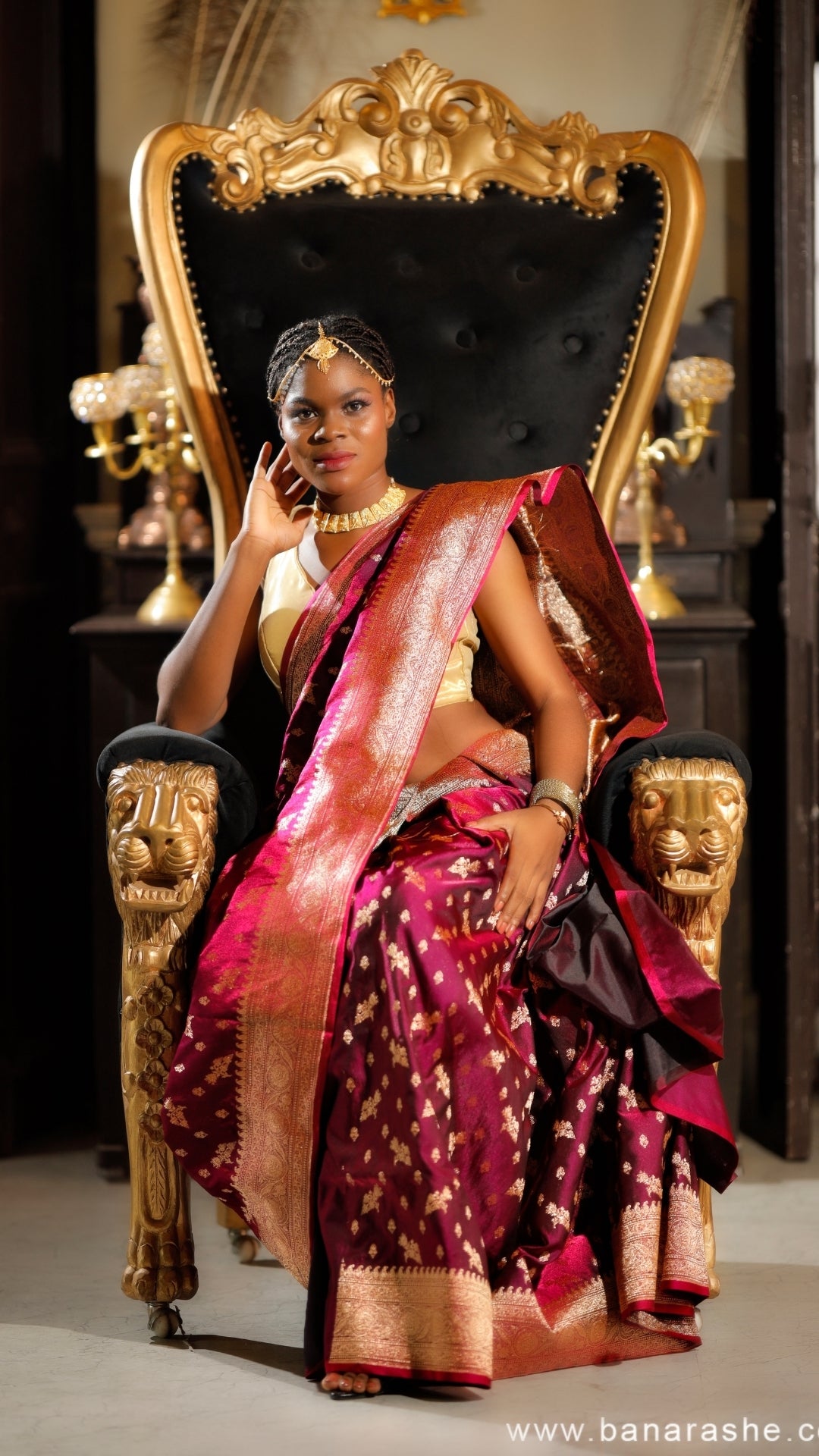 Handloom Maroon Pure Katan Silk Banarasi Saree