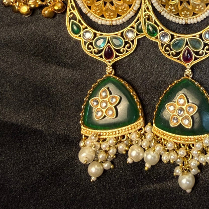 Kundan Stones Pearls And Gold Plated Kashmiri Jhumka