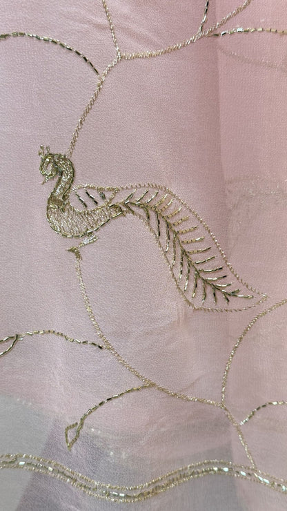 Light Pink Chiffon Saree for Women
