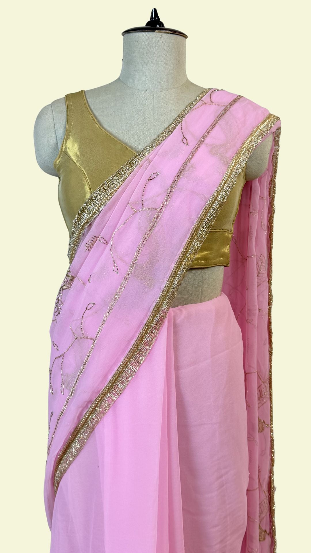 Light Pink Chiffon Saree for Women