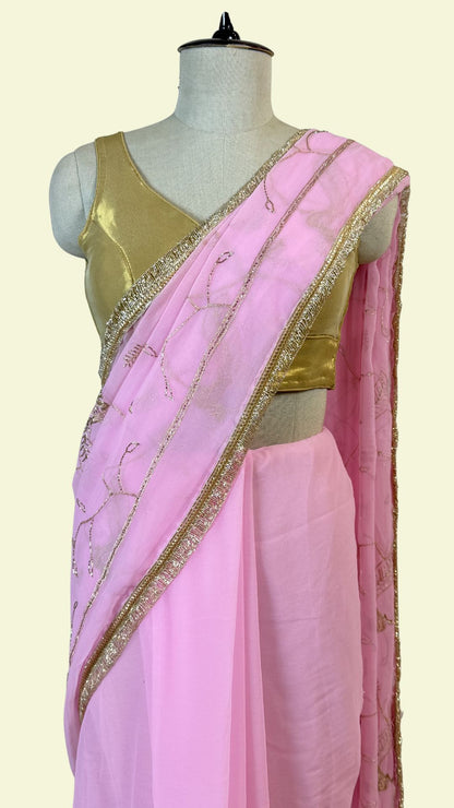 Light Pink Chiffon Saree for Women