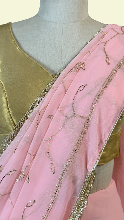 Light Pink Chiffon Saree for Women