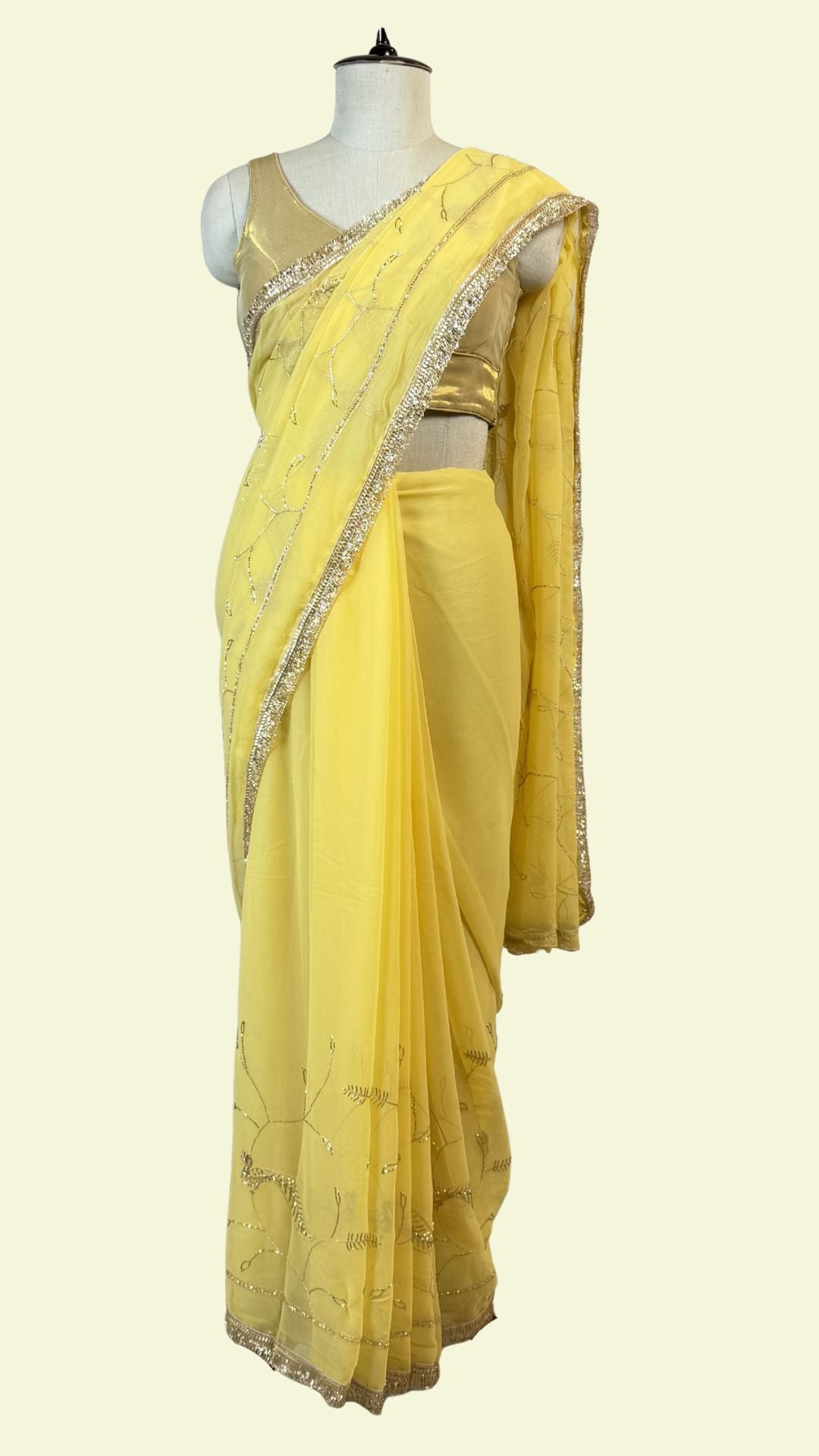 Yellow Chiffon Saree for Women