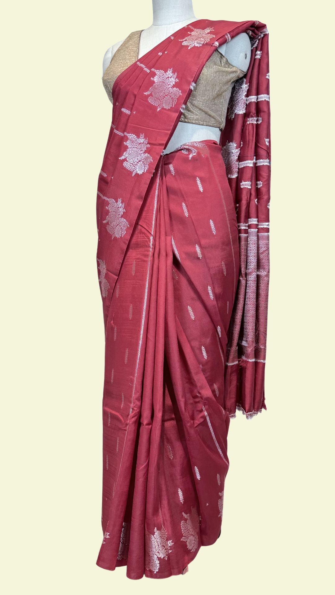 Premium Red Raw Mango Silk Saree