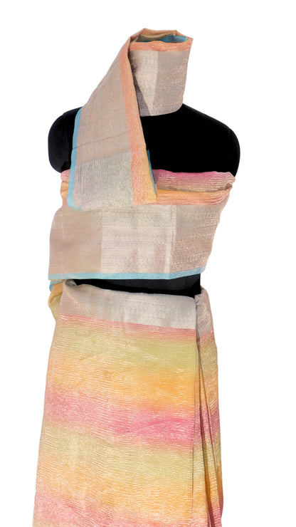 Light Multicolour Contrast Banarasi Silk Saree