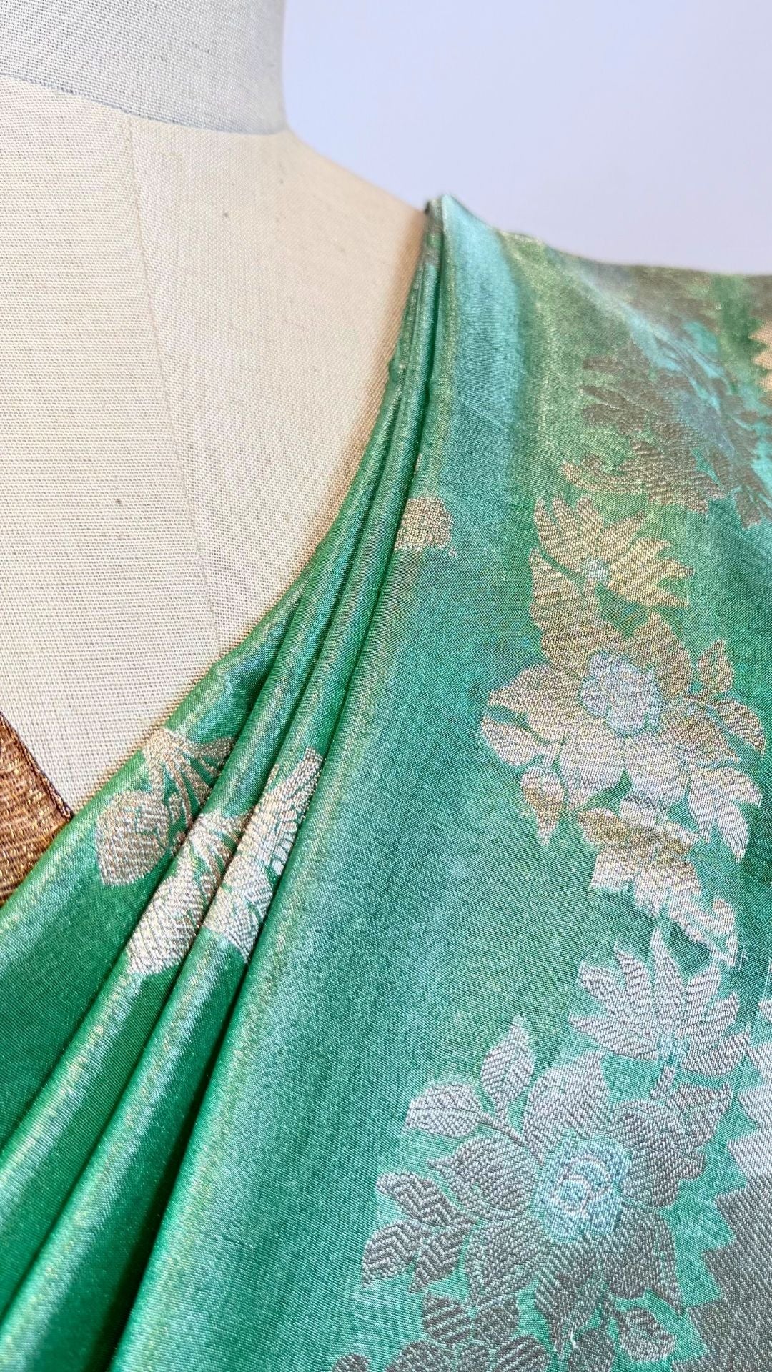 Sea Green Cotton Tissue Saree