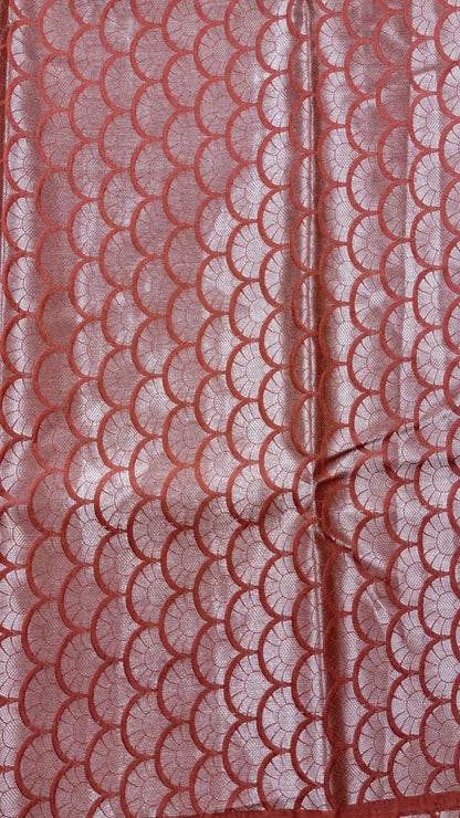 Red Raw Mango Silk Saree with Floral Weaving