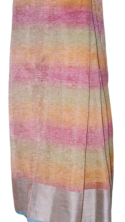 Light Multicolour Contrast Banarasi Silk Saree