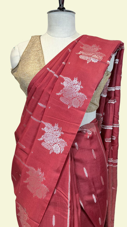 Premium Red Raw Mango Silk Saree