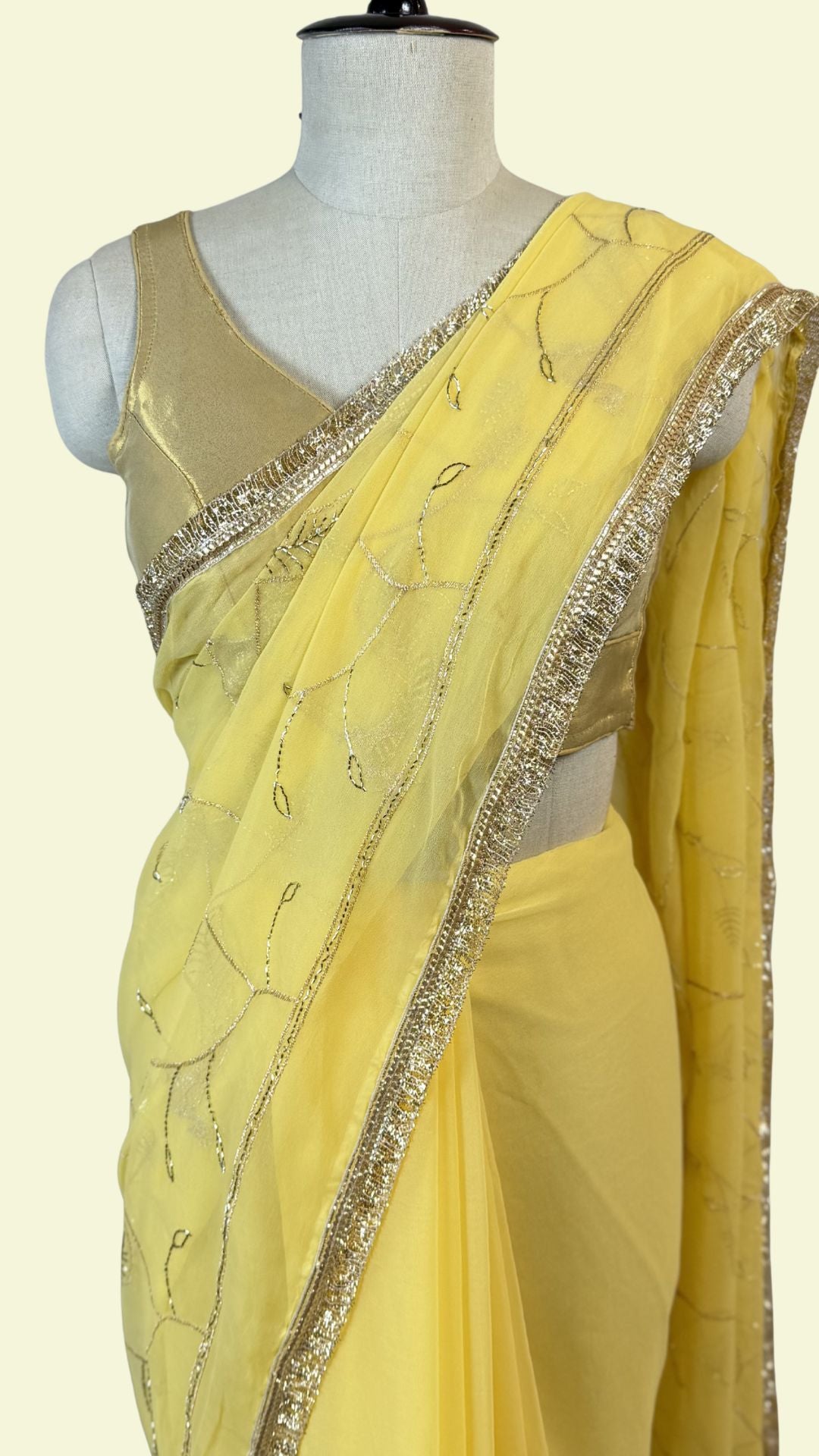 Yellow Chiffon Saree for Women