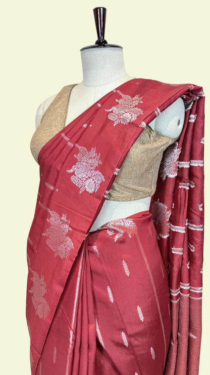 Premium Red Raw Mango Silk Saree