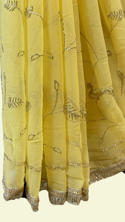 Yellow Chiffon Saree for Women
