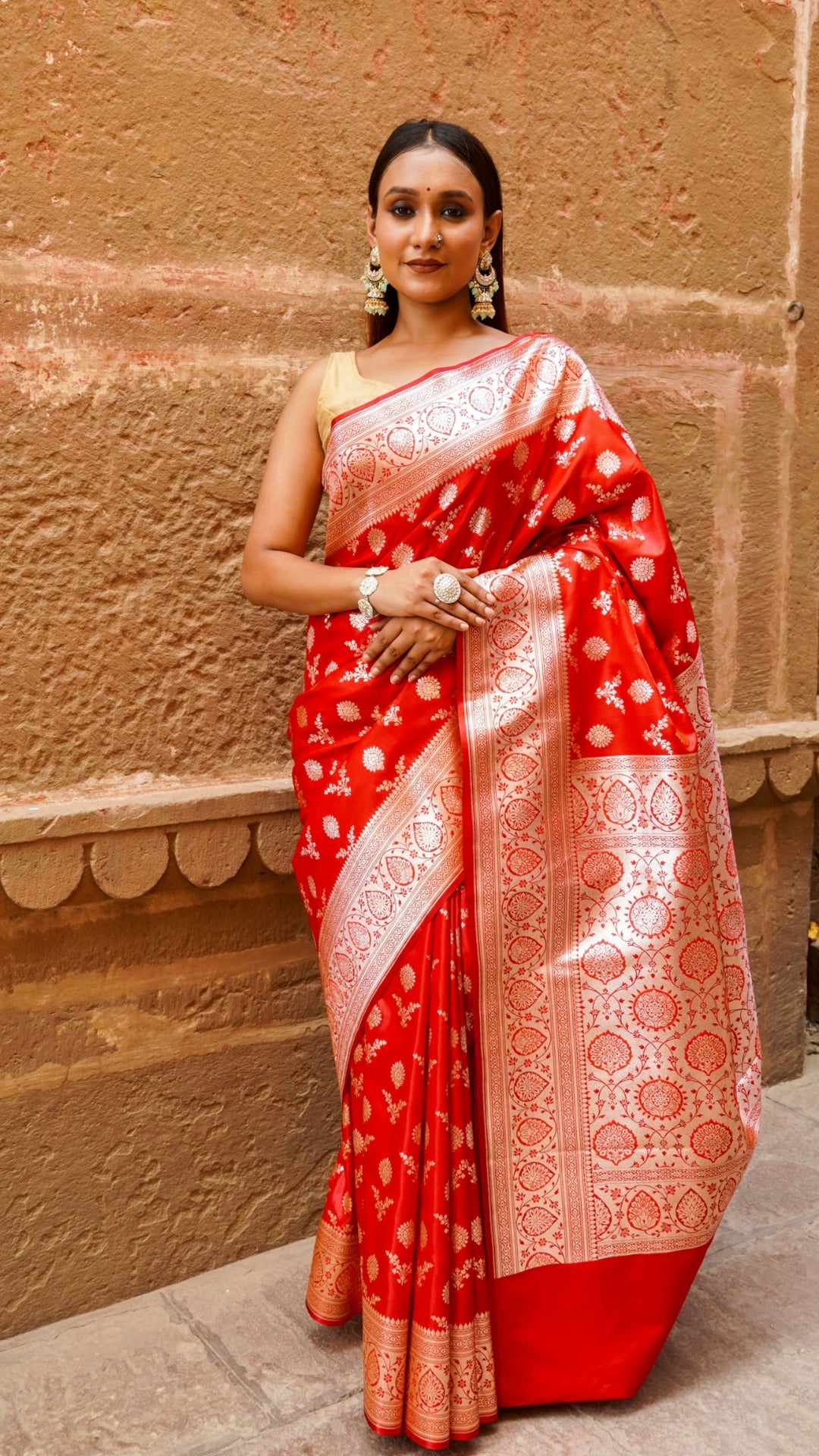 Gulabi Panna Pure Katan Silk Banarasi Saree
