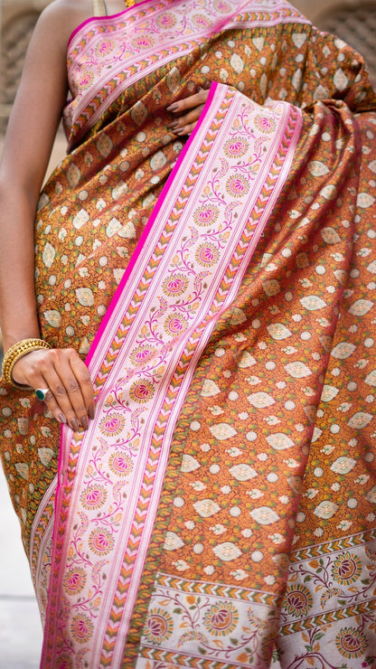 Orange Katan Mashru Silk
