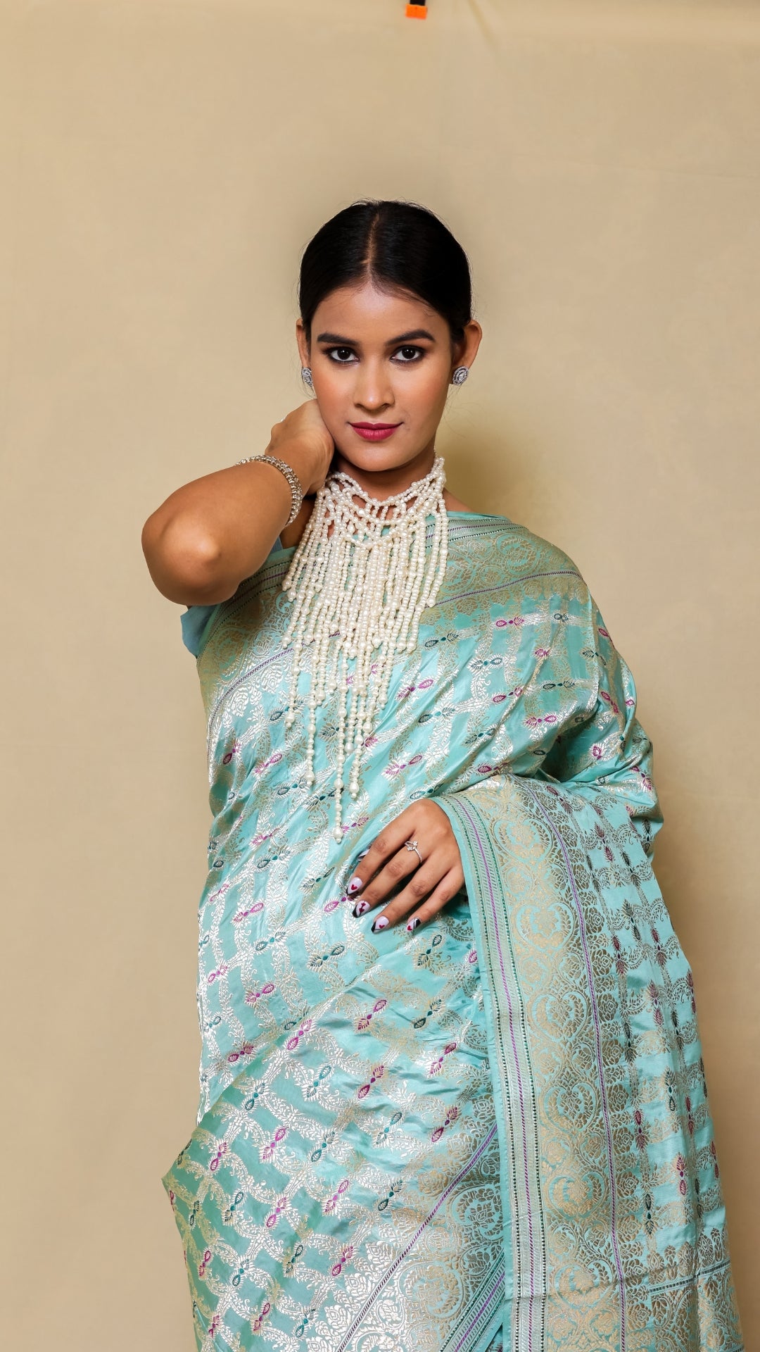 Firoza Green Pure Katan Silk