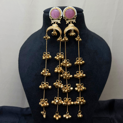 Regal Brass & Purple Stone Dangler Earrings – Festive & Ethnic Elegance
