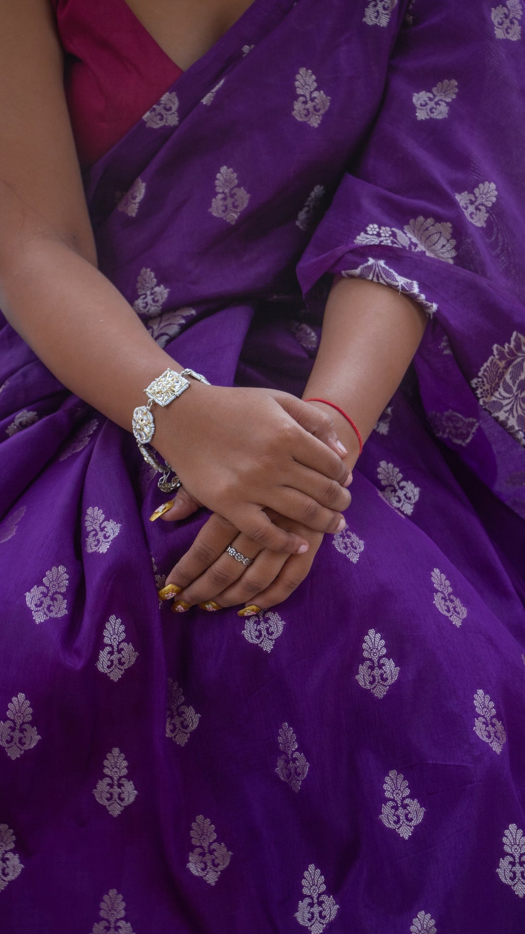 Dark Bluish Purple Semi Raw Mango katan Silk Saree