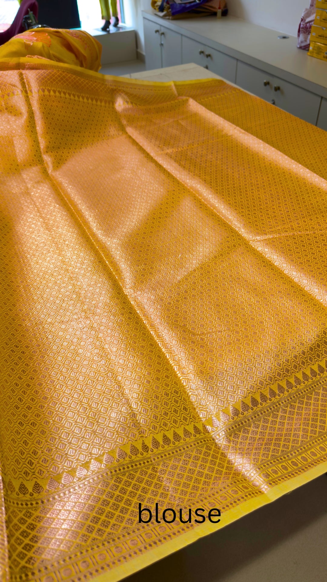 Yellow Floral Kora Silk - Premium Weave