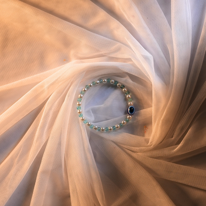 Guardian Glow Bracelet – Evil Eye, Turquoise Glass & Pearl Harmony