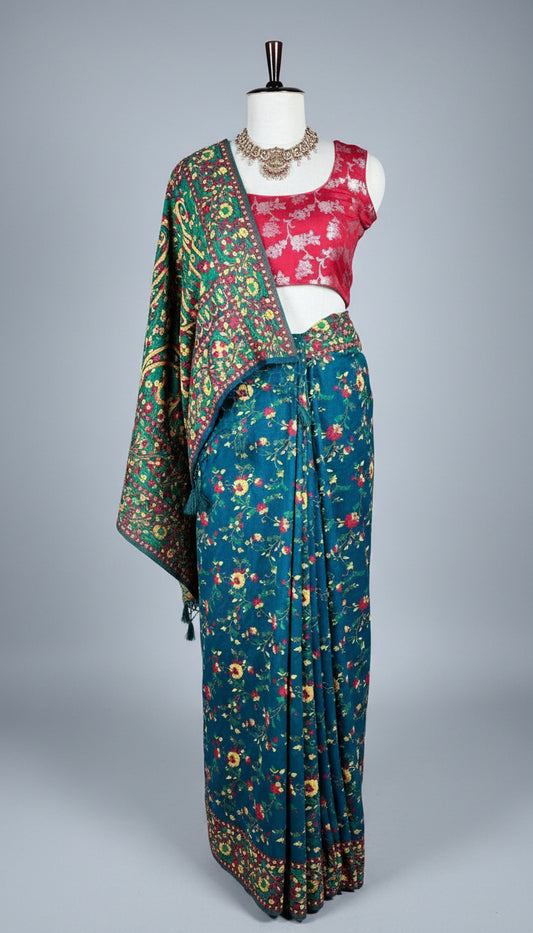 Banarashe Exquisite Art Silk Saree with Contrast Brocade Blouse