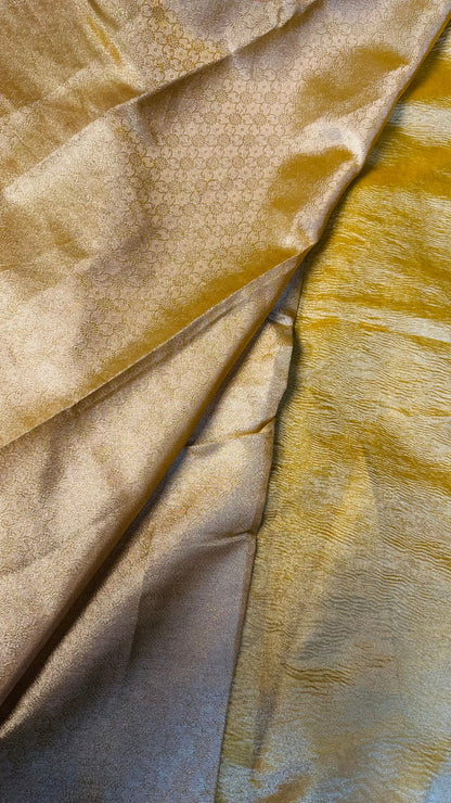 Yellow Marigold Mist Crust Tissue Saree