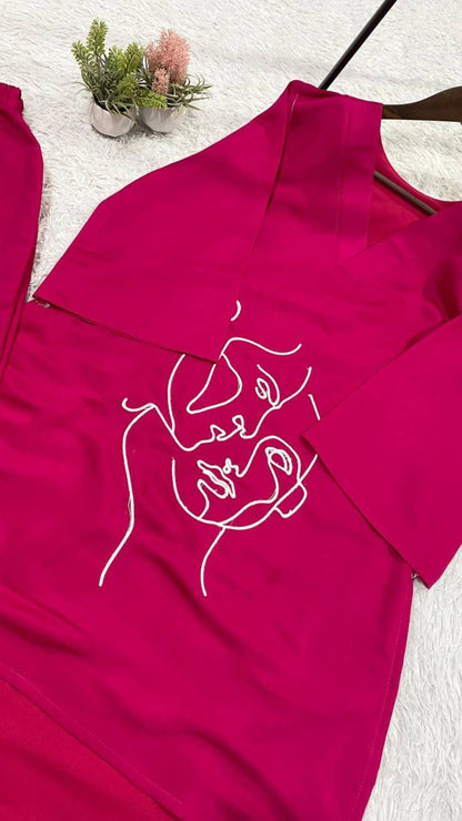 Pink Embroidered Co-Ord Set for Women