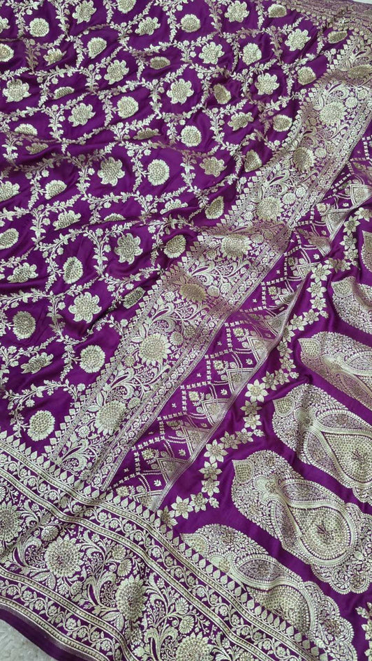 Royal Purple Banarasi Katan Silk Saree with Zari Weaving