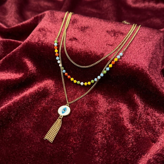 Anti-Tarnish Layered Evil Eye Necklace