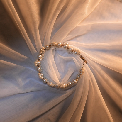 Serpent Elegance Bracelet – White & Golden Pearl Design
