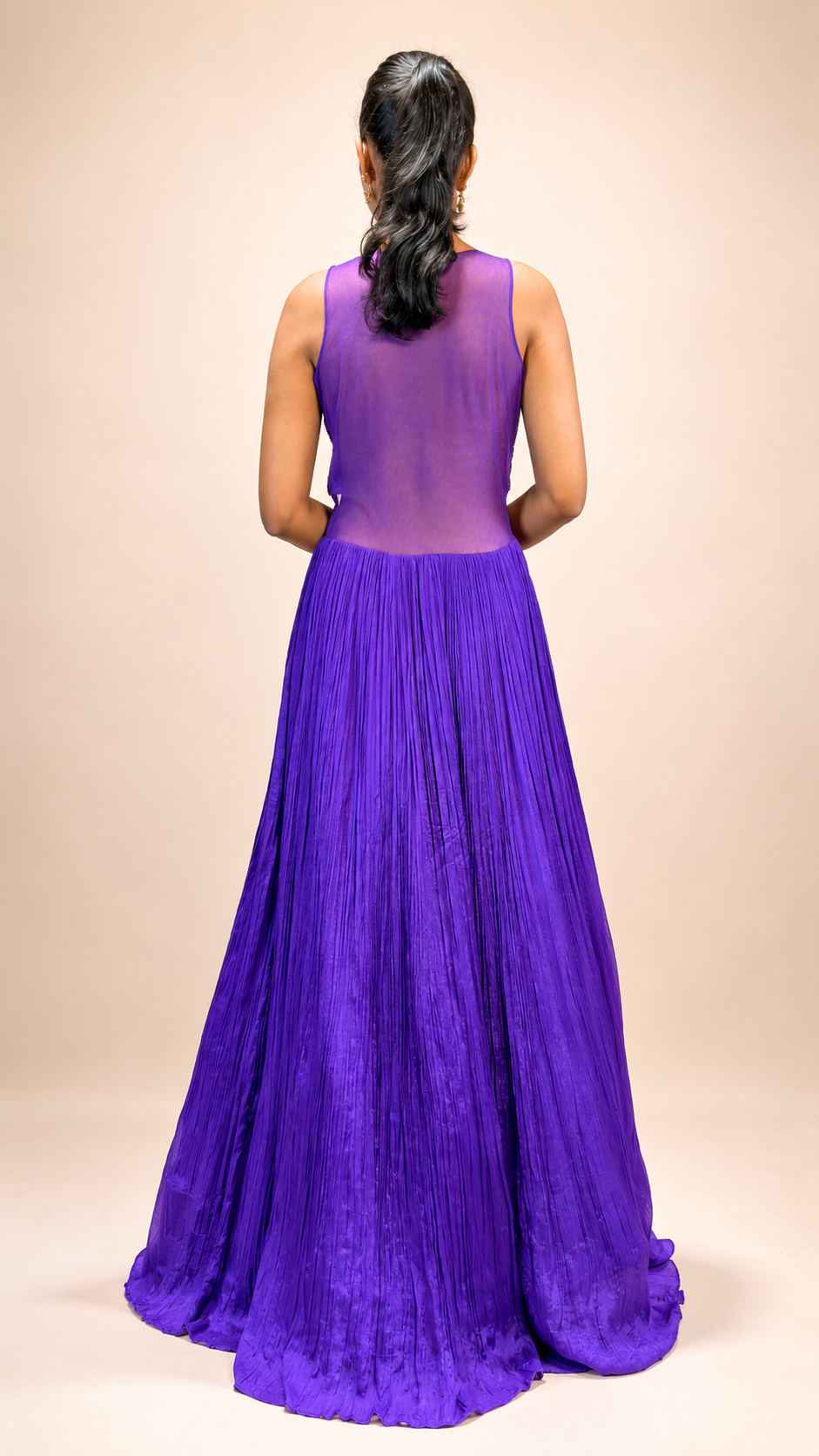 Lavender Embellished Empire Waist A‑Line Chiffon Evening Gown