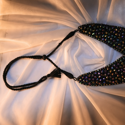 Rainbow Gleam Adda Necklace – Diamond-Cut Beads & Embroidered Artistry