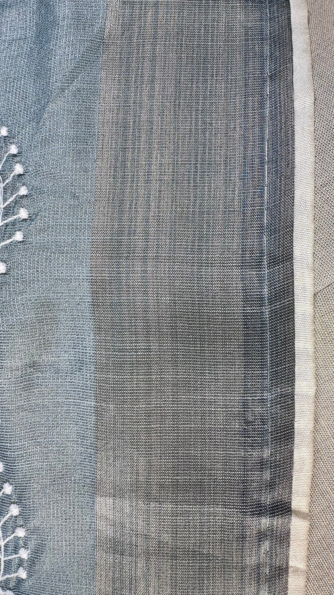 Elegant Blue tissue Saree with Embroidery border& Floral Motifs