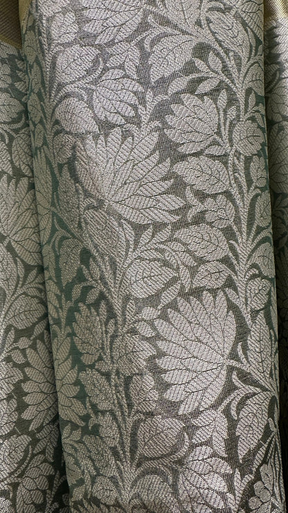 Noor Banarasi Silk Saree – In Hues of Sage and Stillness