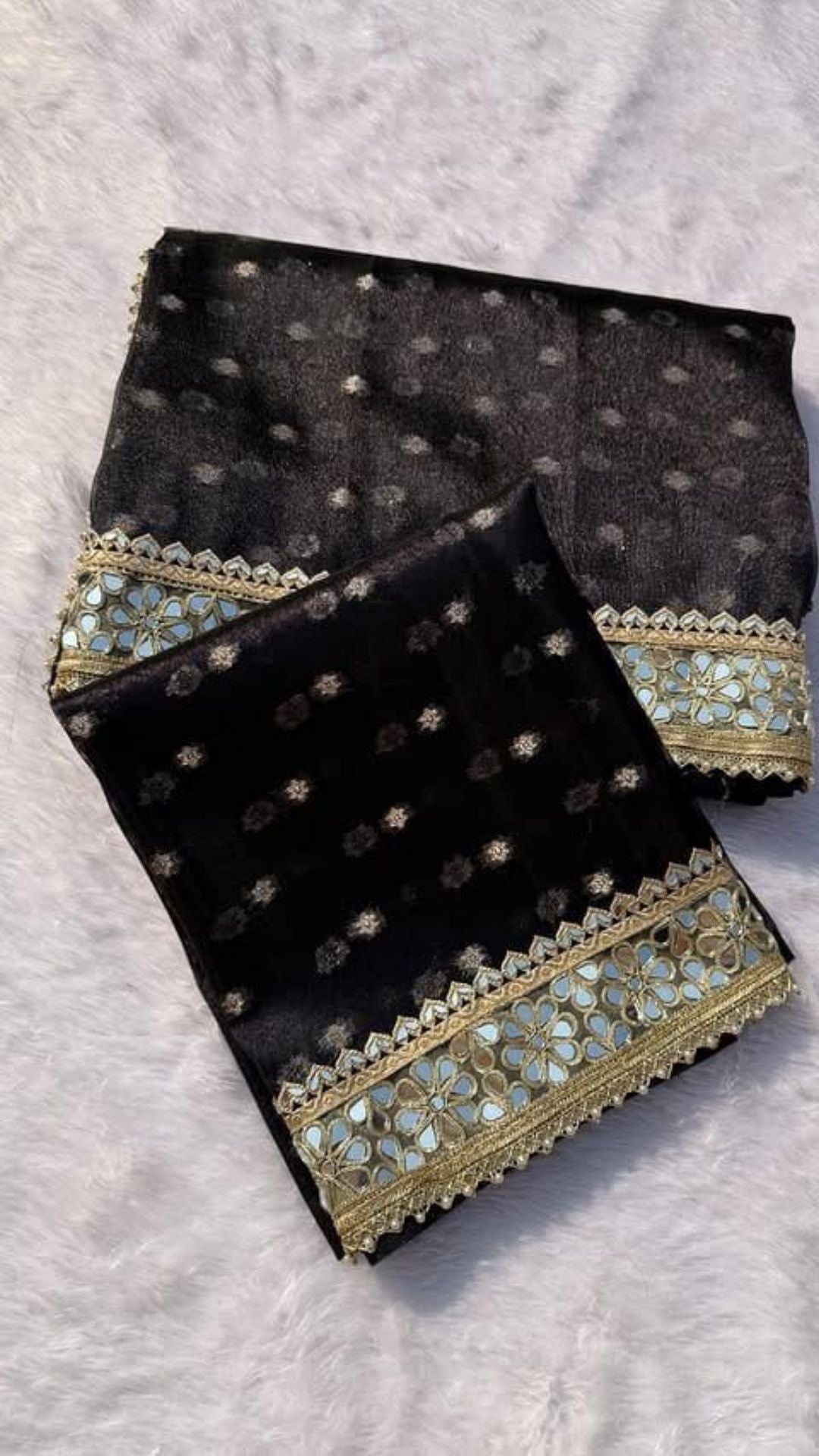 Mirror Lace Banarasi Soft Tissue Silk Saree with Rich Buti Weaving