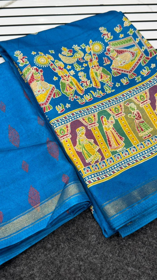 Blue Russian Dola Silk Saree