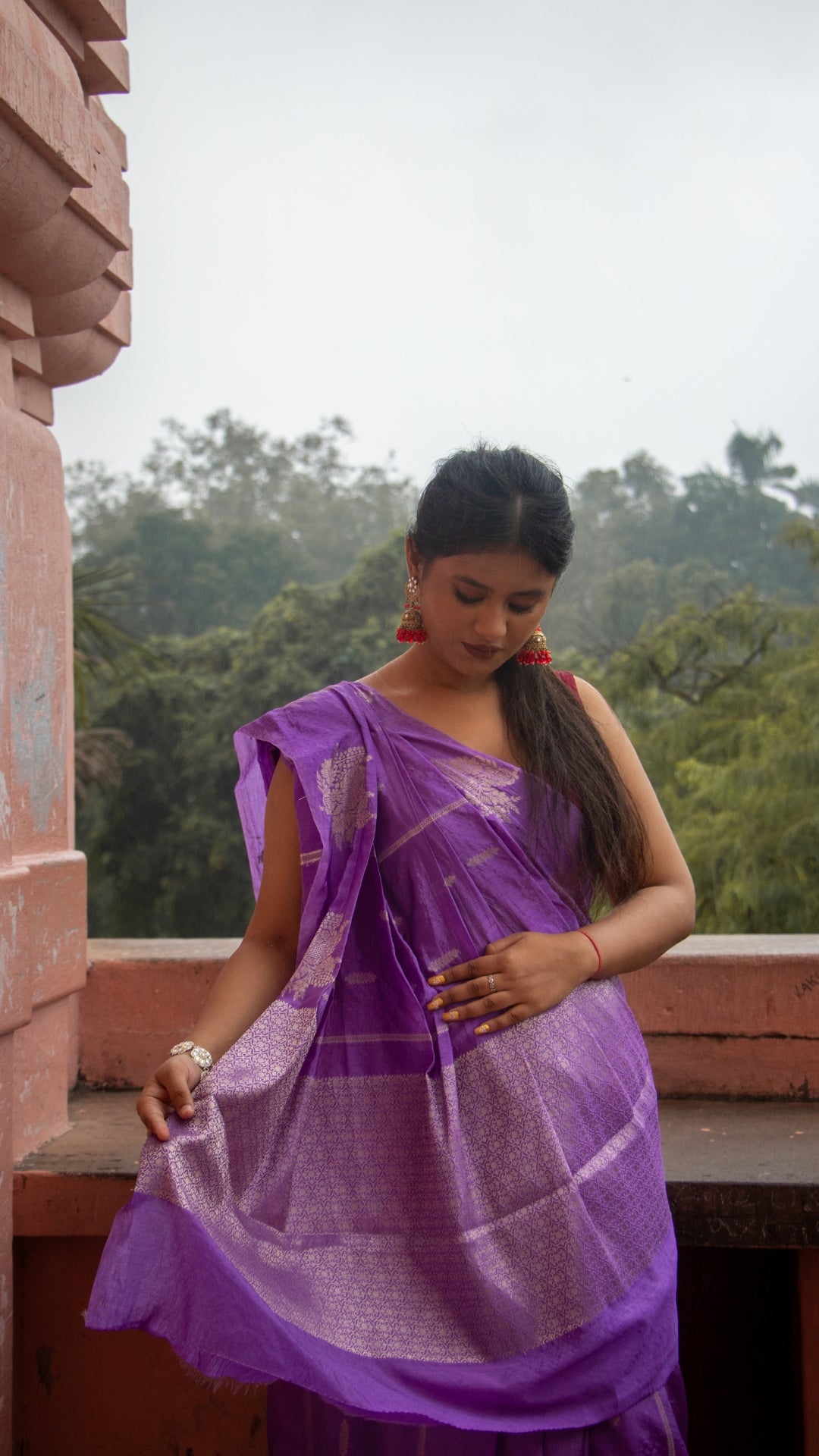 Lavender Semi Raw Mango Katan Silk Saree