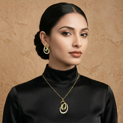 Gold Pendant & Earring Set for Women