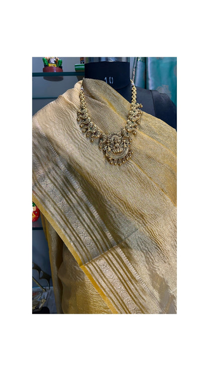 Yellow Marigold Mist Crust Tissue Saree