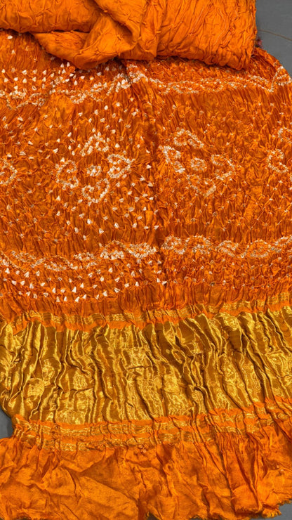 Pure Gaji Silk Bandhani Saree – Mustard Yellow Festive Wear