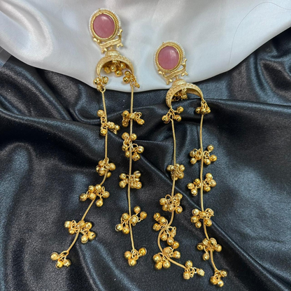 Regal Brass & Purple Stone Dangler Earrings – Festive & Ethnic Elegance