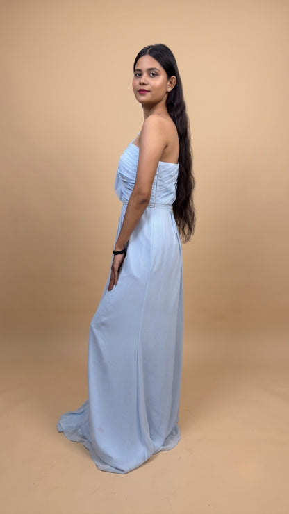 Banarashe Women’s Light Blue One-Shoulder Maxi Dress