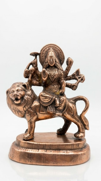 Antique Brass Maa Durga Idol with Lion – Elegant Traditional Pooja & Home Décor