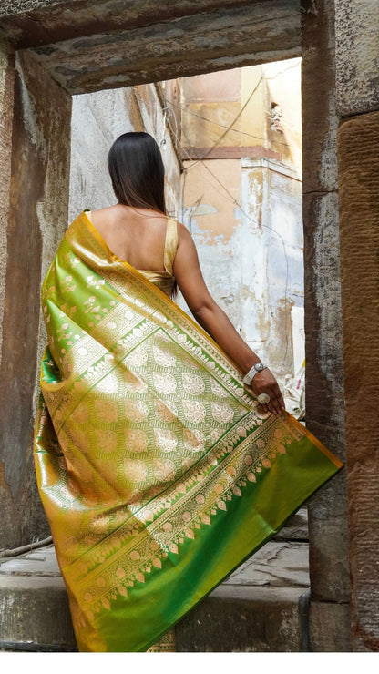 Green Silk Woven Banarasi Saree