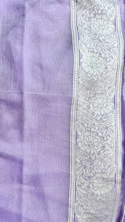 Banarashe Lilac Purple & Silver Floral Saree