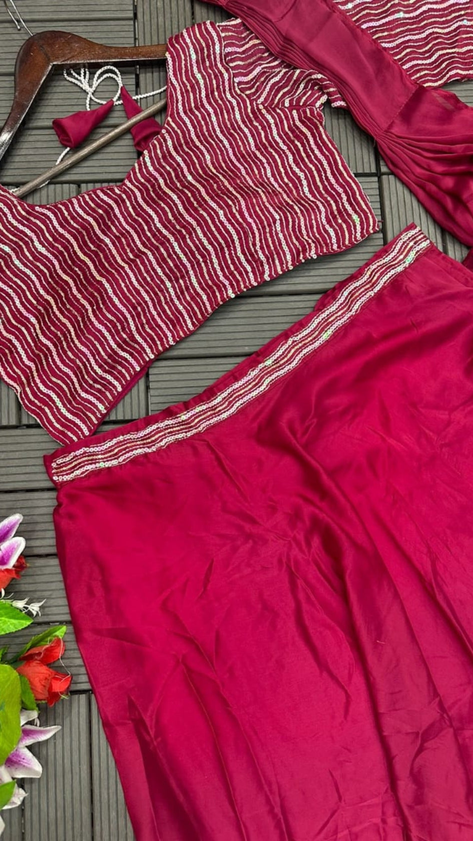 Designer Ready-to-Wear Party Lehenga Set in Rangoli Silk